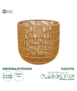 GloboStar® Artificial Garden DAKOTA 21498 Διακοσμητικό Πλεκτό Καλάθι - Κασπώ Γλάστρα - Flower Pot Μπεζ Φ33cm x Υ33cm